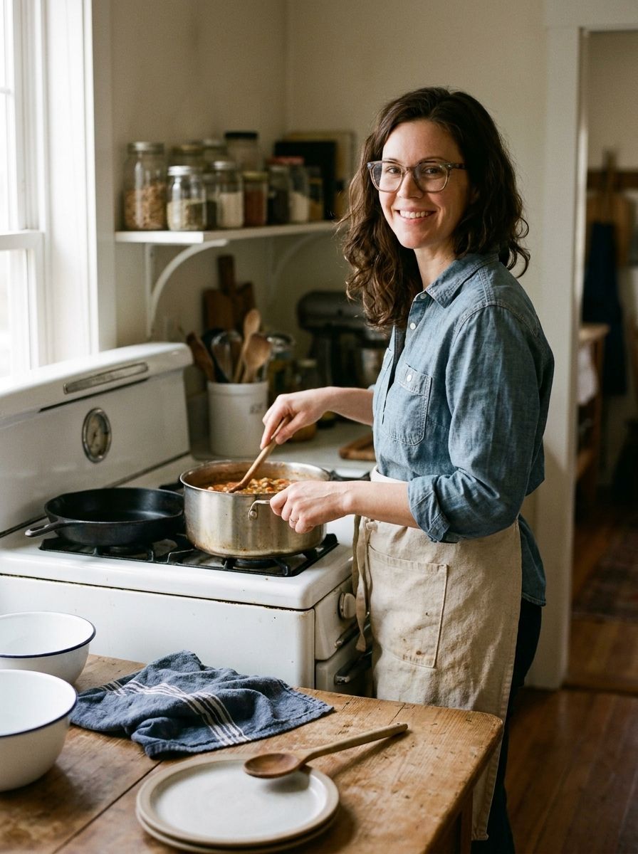 Brenda Carver stirring a pot at her stove